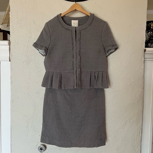 J.Crew Two Piece Suiting Cotton Boucle Tweed jacket and Pencil Skirt Suit - Picture 7 of 14